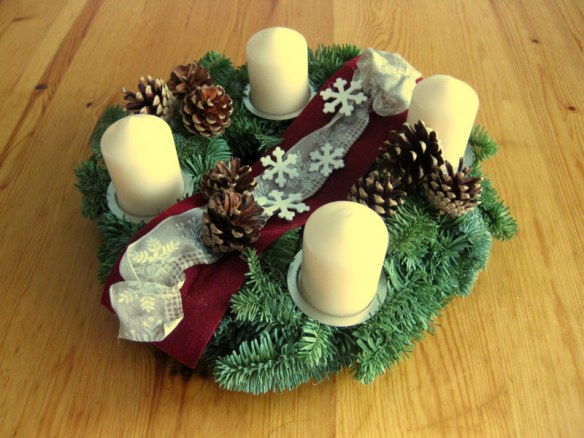 Our unlit advent wreath.