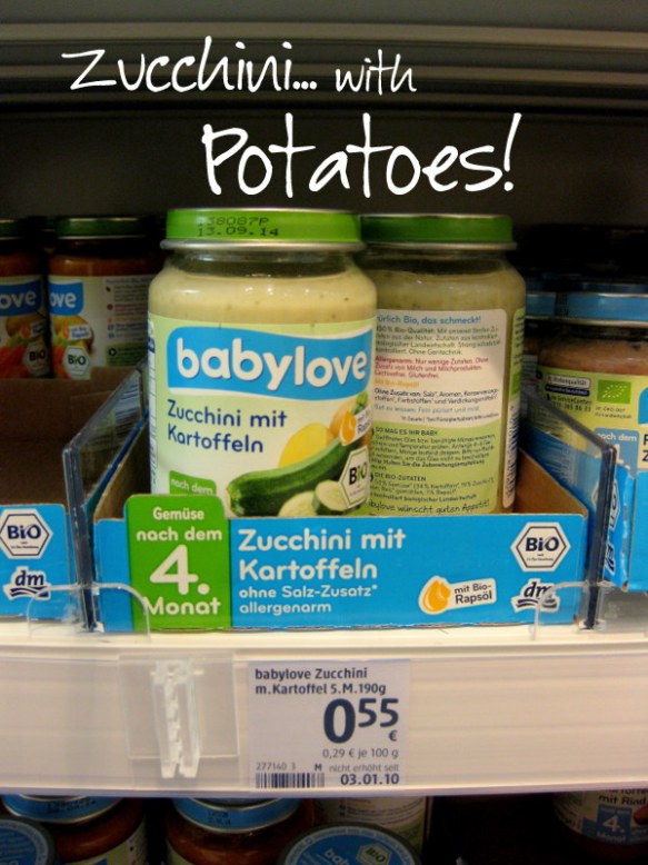 The only other green vegetable I've seen is zucchini.. but again, it's with potatoes.  Carrots and potatoes are the German baby food staples.  