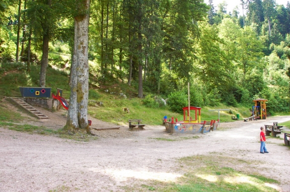 This playground waits at the far end of the red route.