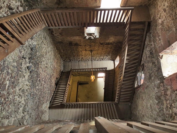 The spooky stairs inside the Kastelburg tower.