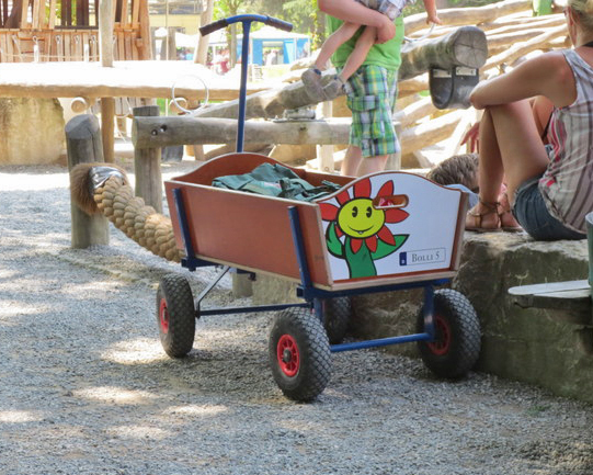 The "handcars" are complimentary during the summer season.