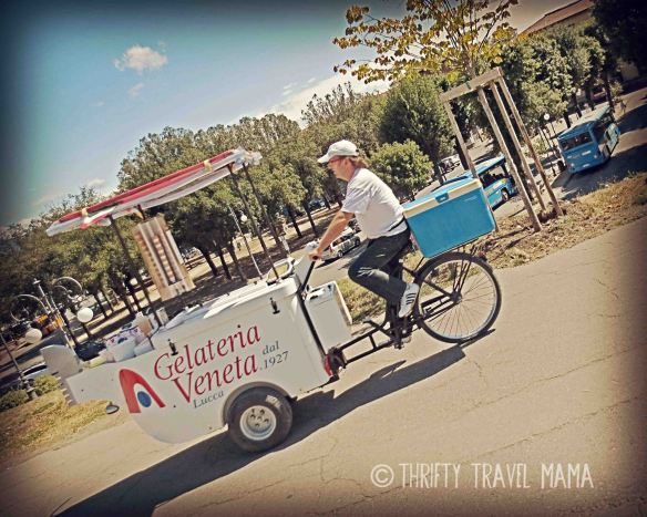 Even the ice cream is on wheels in Lucca!